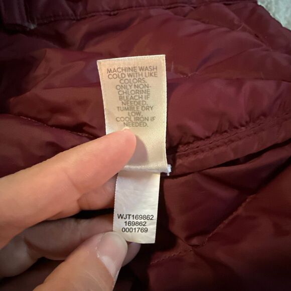 J Jill down filled quilted long puffer coat womens size XS burgandy winter warm - Picture 7 of 9